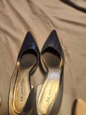Anne Klein Glossy Navy Pointed D'Orsay Flats